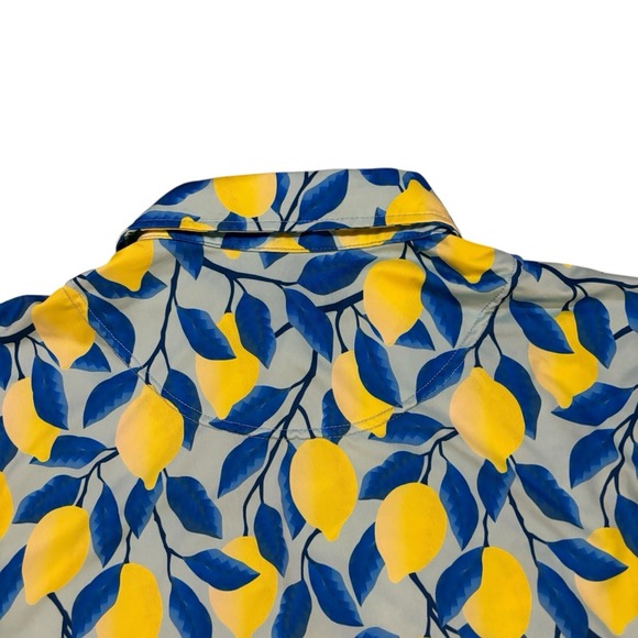 Royal & Awesome Polo Shirt Mens Medium Lemon All Over Print Golf Summer Colorful - Picture 6 of 8